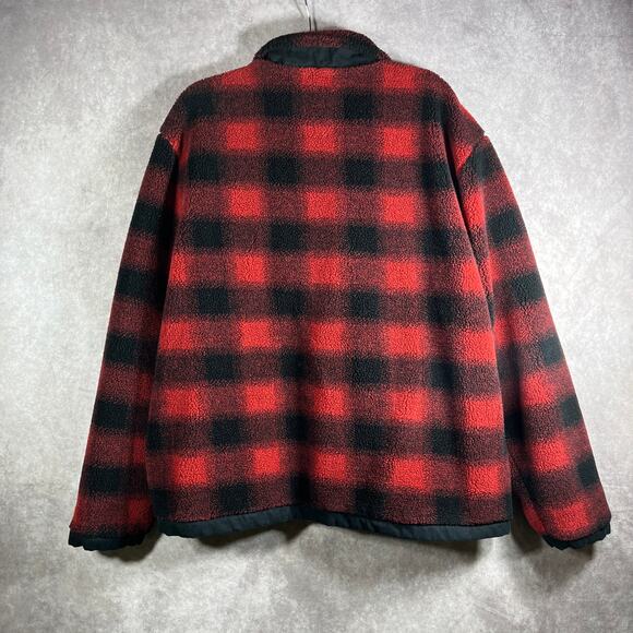 Pendleton Lone Fir Fleece Jacket Mens 2XL Red Black Plaid Outdoors Heavyweight‎ - Picture 8 of 13